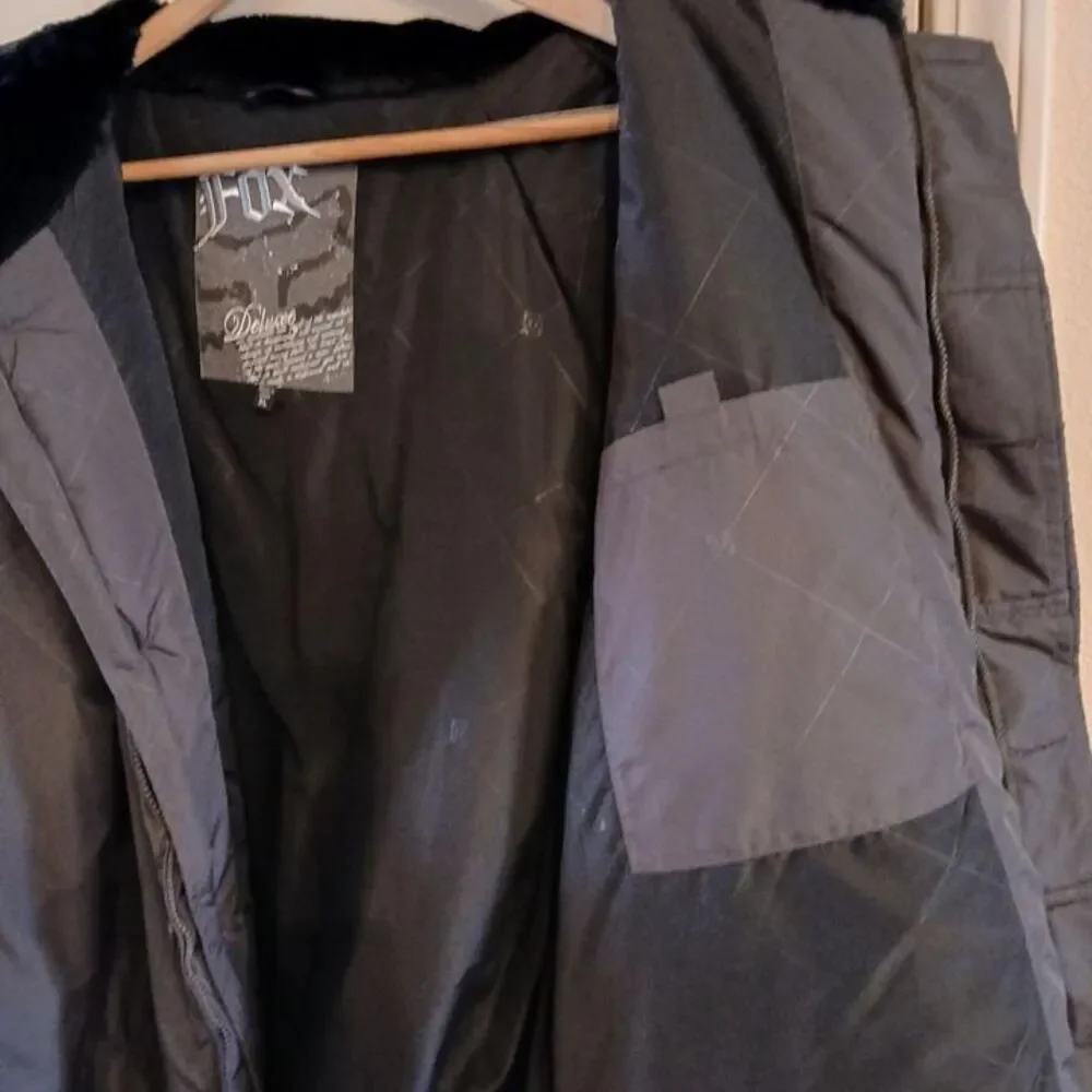 Y2K vintage black Fox Racing Deluxe hooded parka snowboarding ski jacket size XL